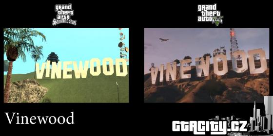 Vinewood v GTA: SA a GTA V